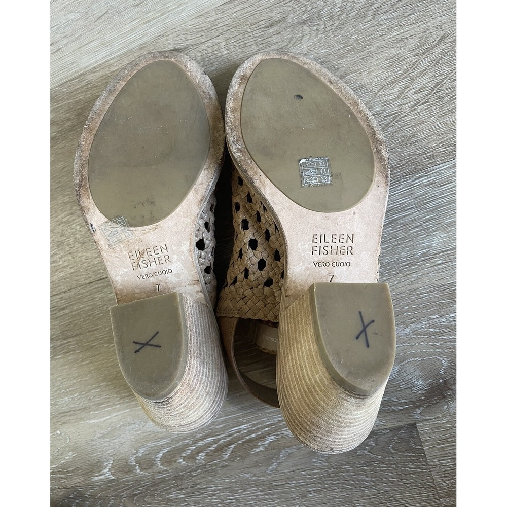 Eileen Fisher Rory Woven Leather Sandal Natural Taupe Color Euro 38 US Size 7 - Picture 8 of 8